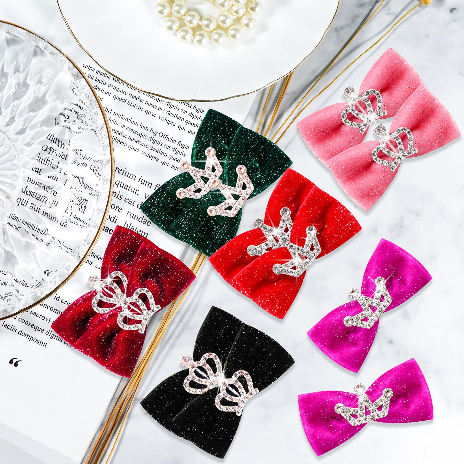 Mruq Pet Dog Hair Crown Bows With Clips For Small Dogs, Bulk 20Pcs Cute Handmade Pet Dog Bows Girl Clips, Puppy Yorkie Dog Hair